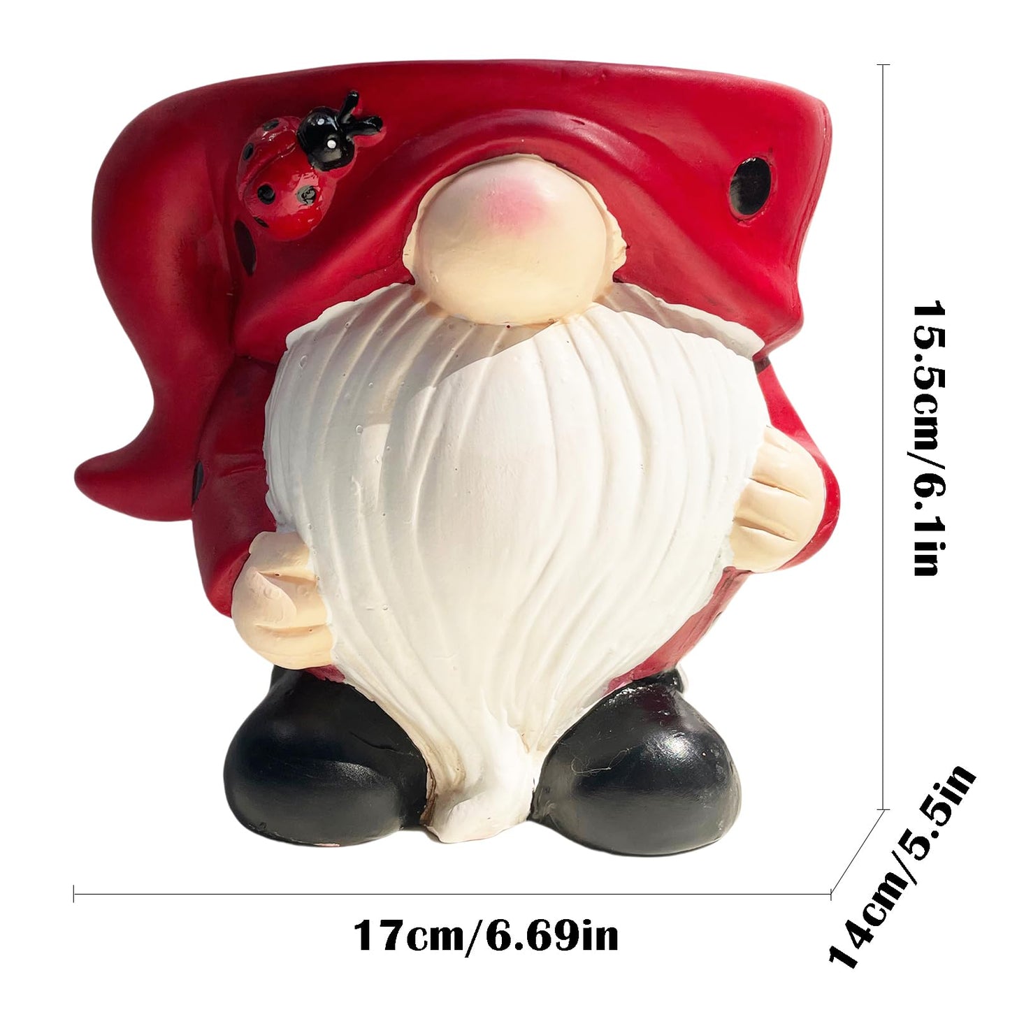Unique Gnome Planter Pot, Cute Ceramic Gnome Flower Succulent Pot for Indoor Outdoor Plants Home Garden Spring Summer Christmas Decoration (Red)