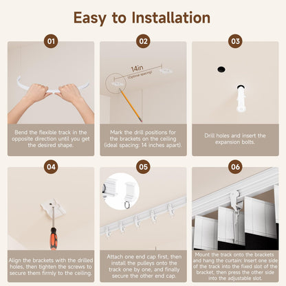 Room Divider Curtains Ceiling Mount/Wall Mount Track Sets, Accordion Design 100% Blackout Curtains Room Separation Space Sliding Curtain Wall Divider for Living Room Bedroom Privacy Screen Partition