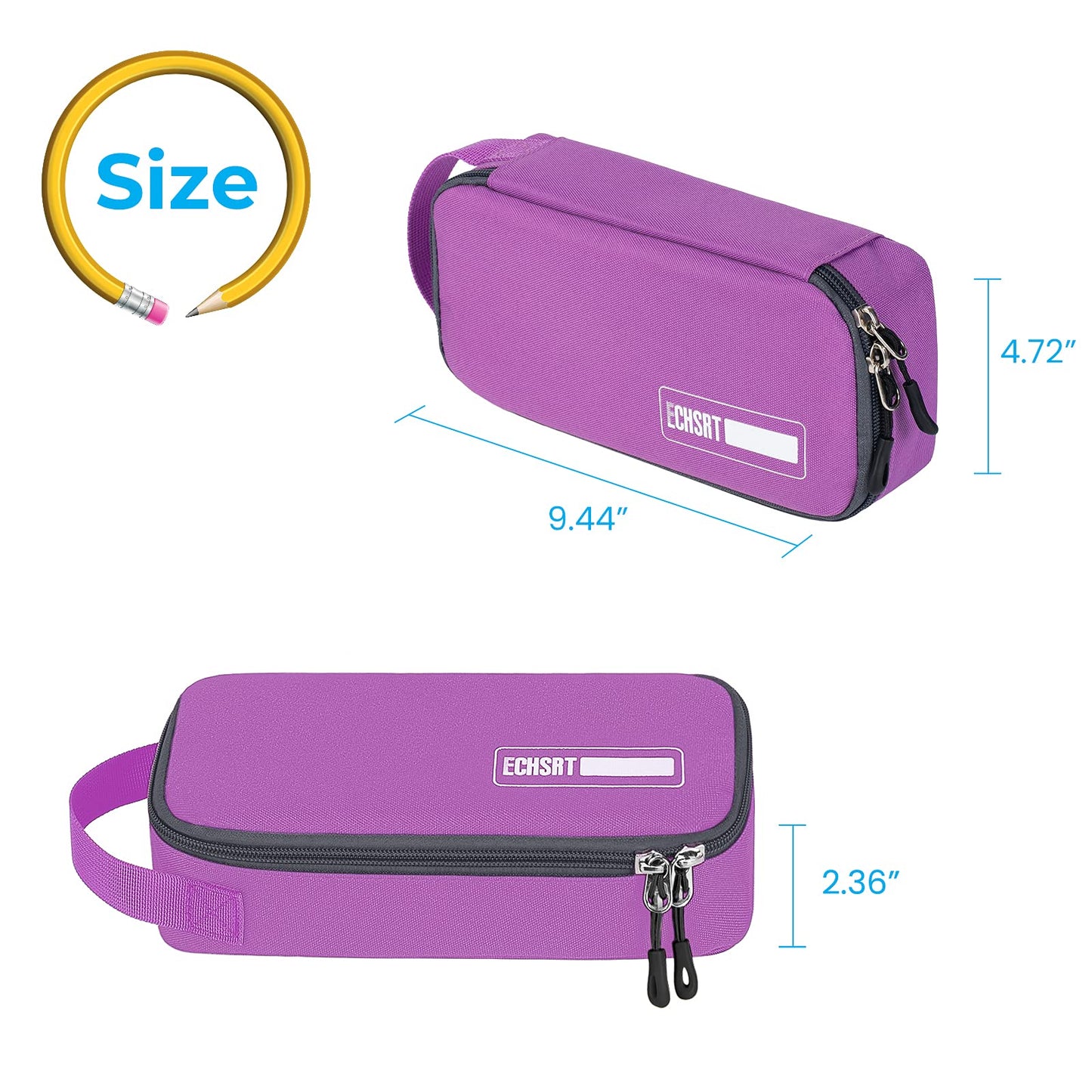 ECHSRT Large Pencil Case, Aesthetic Pen Pouch with Big Capacity, Minimalist Portable Stationery Bag with Handle for Office Organizer Purple Pencil Cases