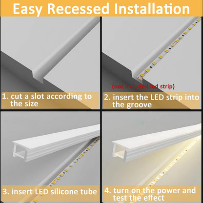 LoAlumll 16.4Ft/5M Silicone LED Channel System, Flexible Neon Rope Light Tube for 5-10mm LED Strips, Wear Free Recessed Milky White Cover Diffuser, DIY for Cabinet Decor (12 * 10mm, No LED Strip)
