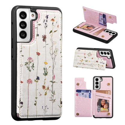UEEBAI Wallet Case for Samsung Galaxy S22 5G with Card Holders, PU Leather Cover Kickstand RFID Blocking Double Magnetic Clasp Rilievo Flower Shockproof Flip Case for Women Girls - Tree Vine