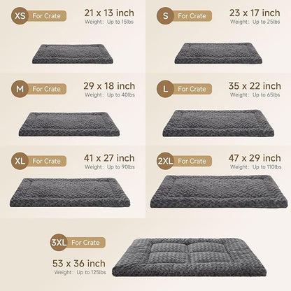 Washable Dog Bed Mat Crate Pad Soft Fluffy Pet Kennel Beds Dog Sleeping Mattress for Large Jumbo Medium Small Dogs, 48 x 30 Inch, Blue