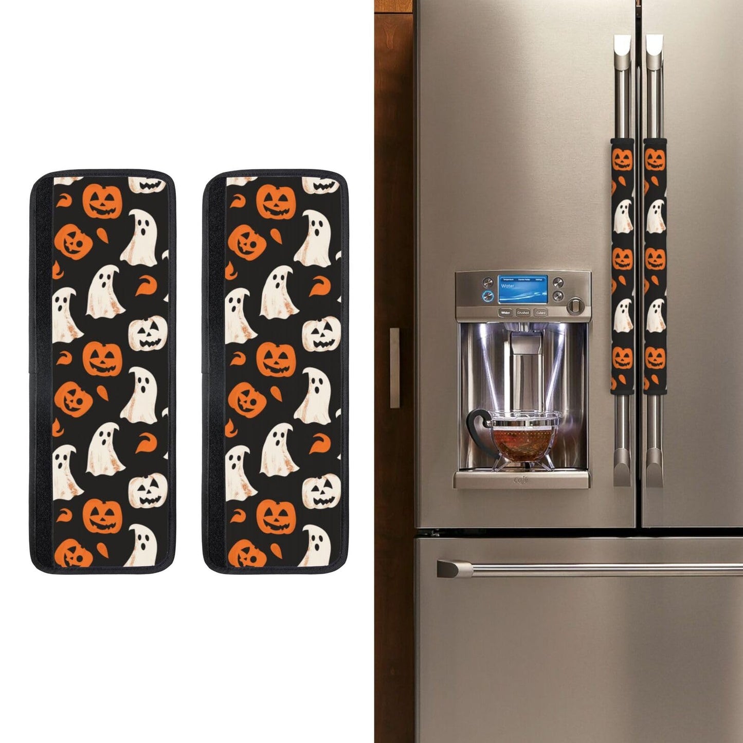 Buyidec Refrigerator Door Handle Covers Halloween Funny Ghost Pumpkin Fridge Handle Cover Washable Dishwasher Microwave Fridge Oven Door Decor Handle Cover Keep Your Kitchen Appliances Clean