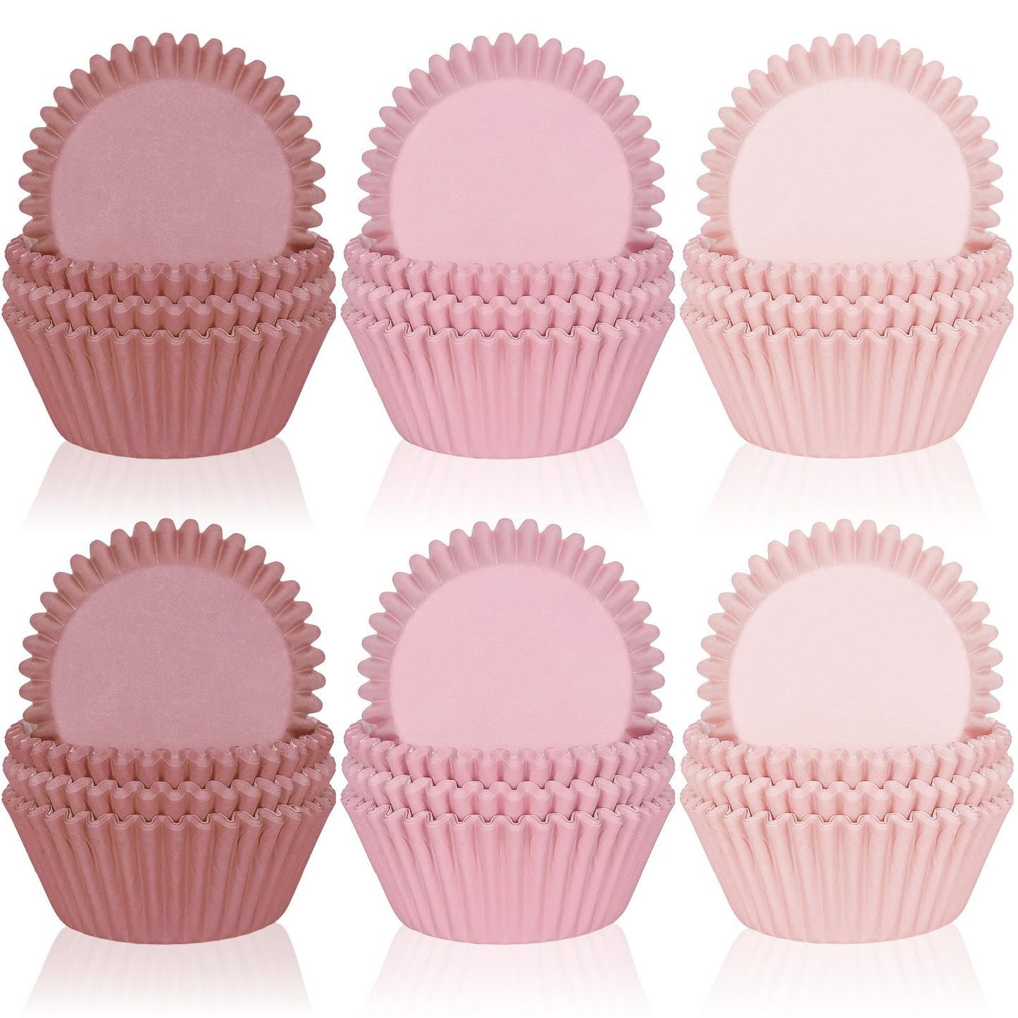 Whaline 600Pcs Dusty Pink Cupcake Liners Gradient Pink Color Baking Cups Holders Rose Cupcake Wrappers Muffin Liners for Bridal Baby Shower Wedding Birthday Party Supplies