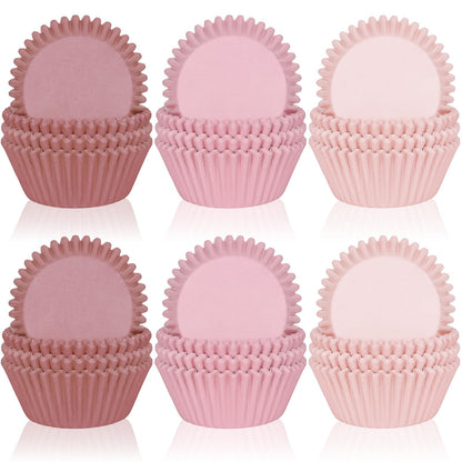 Whaline 600Pcs Dusty Pink Cupcake Liners Gradient Pink Color Baking Cups Holders Rose Cupcake Wrappers Muffin Liners for Bridal Baby Shower Wedding Birthday Party Supplies