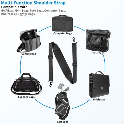 FIEIL 67" Universal Shoulder Strap, Mesh Thick Padded Bag Strap with Double Adjustable Buckles and Metal Hooks, Ideal for Briefcases, Computer Satchels, Crossbody Bags, Luggage(Breathable)