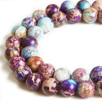 45pcs 8mm Natural Colorful Imperial Jasper Beads Gemstone Beads Round Loose Beads for Jewelry Making
