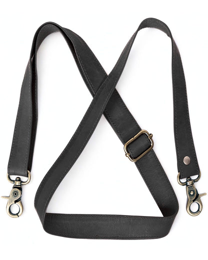 60-inch Genuine Leather Crossbody Strap Replacement for Purse, Handbag & Messenger Bag 1” Wide Adjustable Shoulder Strap (Black)