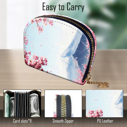 KJFHDJFDH Credit Card Holder RFID Wallet, Small Card Holder Wallet for Women with Keychain Zipper, Leather Print Credit Card Wallets Accordion Gift,Japanese Cherry Blossom