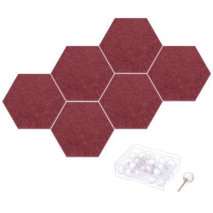 PATIKIL Felt Bulletin Board, 12"x10", 6 Packs Self Adhesive Hexagon Felt Tiles for Sound Proofing Wall Panels for Home Office Recording Studio,Game Room, Wine Red