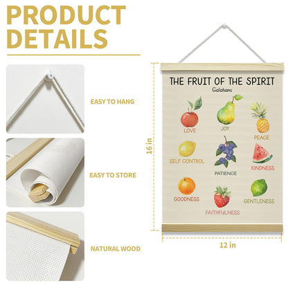 The Fruit Of The Spirit Poster Hanger Frame, Mental Health Christian Posters Canvas Wall Art for Classroom Therapy Office Room Decor, 12x16 Inches -022