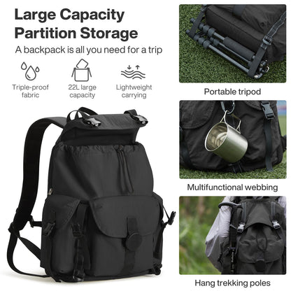 mixi Travel Backpack for Women Men, 18 Inch Carry On Laptop Backpack Flight Approved fits 16'' Laptop, Lightweight Waterproof Hiking Backpack Travel Outdoor Business Casual Daypack, Black