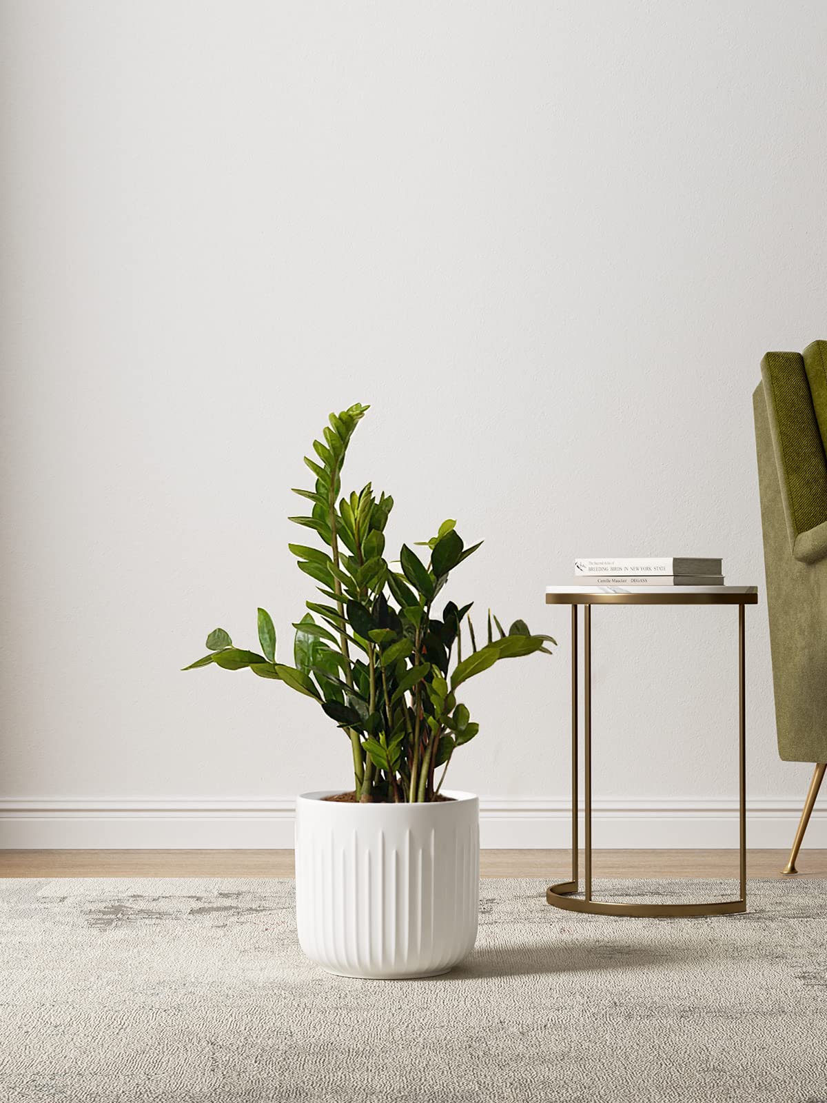 LE TAUCI Ceramic Planters, 8.3/7/6 Inch Indoor Pots for Plants with Drainage Holes & Mesh, Modern Matte Glaze Cylinder Fluted Plant Pot for Snake Plant, Set of 3, White