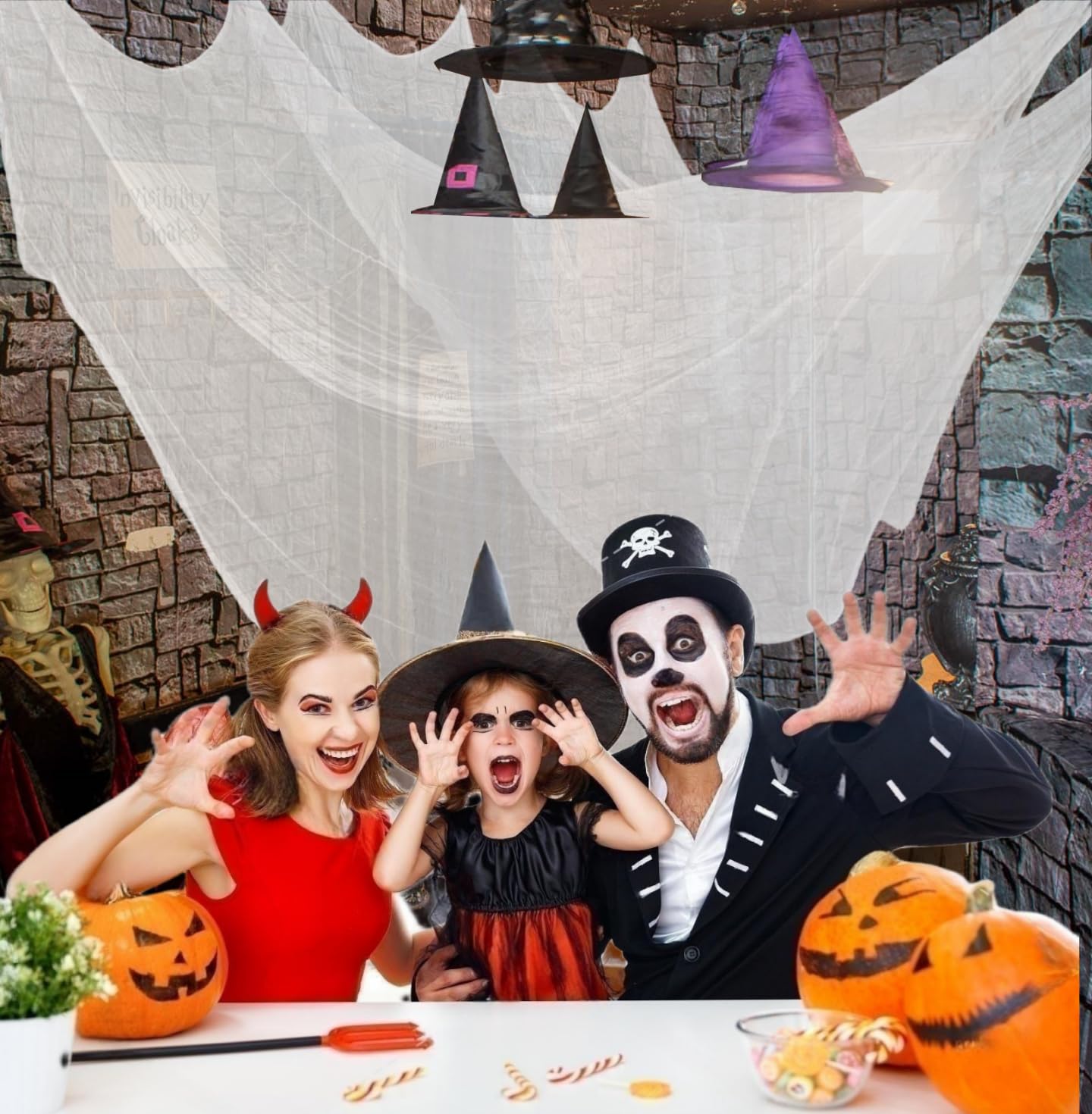 Sunlisky Halloween Creepy Cloth - 1 Pack White- 315x85 Inch Cotton Gauze Fabric - DIY Spooky Decor for Haunted House, Spider Web, Ghost - Indoor Outdoor Halloween Party Decorations