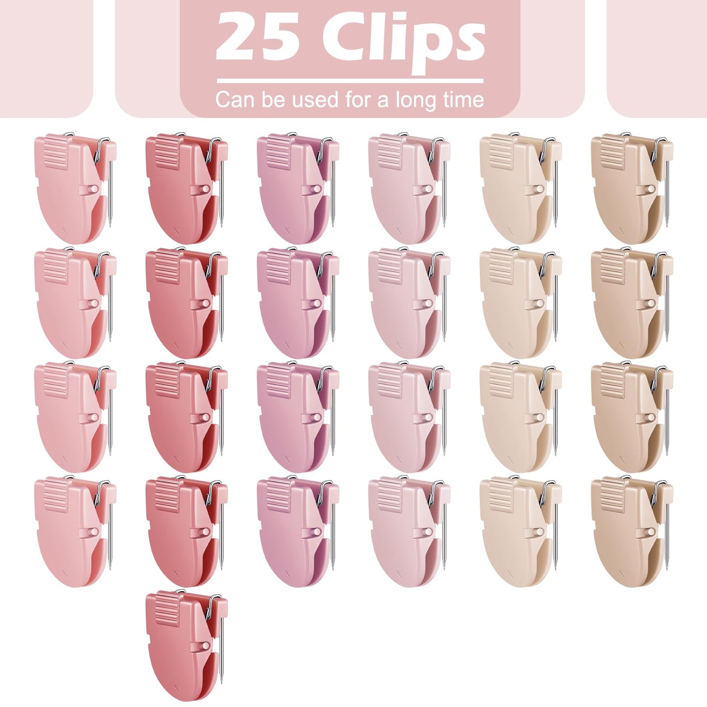 Feifeiya 25 Pcs Cubicle Clips Fabric Panel Cubicle Accessories Fabric Partition Panel Wall Clip Office Photos Wall for Notes Memos Standard Size, 40-Sheet Capacity (Pink)