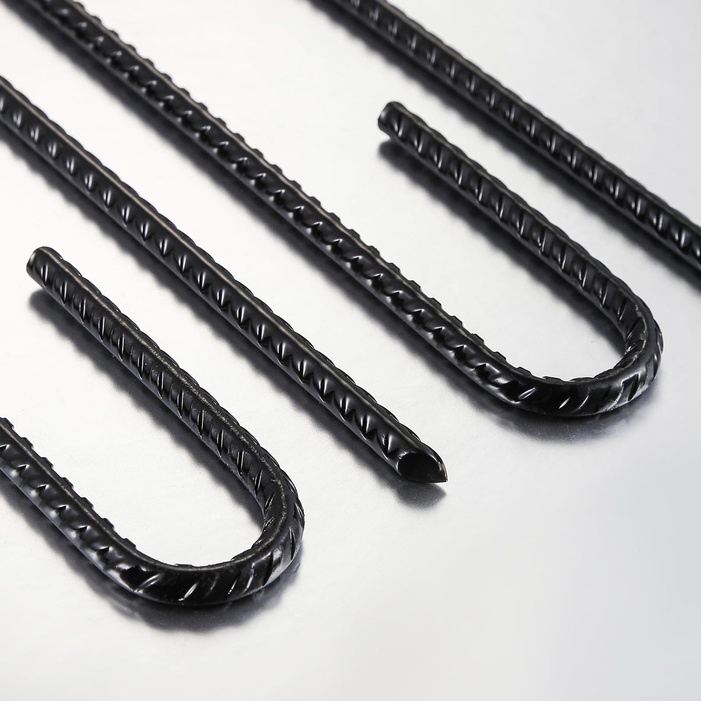 Wensilon Rebar U/J Hook Extra Heavy Duty, 12 inch x 1/4 inch Rust Proof Coated Steel Ground Anchors for Garden, Tent, Trampoline (10pcs, U-Hook)