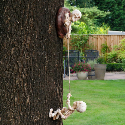 TB TIBAG Skeletons Climbing Tree Sculptures Gothic Garden Decors - Mini Skeletons Tree Huggers Outdoor Halloween Decorations Yard Art Garden Statues