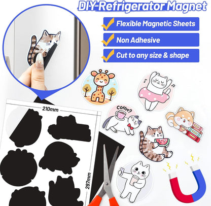 TECKWRAP Printable Magnetic Sheets for Inkjet Printer - 8.26" x 11.69" A4 Size 10 Sheets/Pack - Matte Printable Magnetic Paper for DIY Crafts, Easy to Cut, Non Adhesive for Photo Fridge Magnets