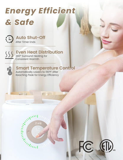 ZonLi Towel Warmer, Large Towel Warmers for Bathroom, Luxury Heated Towel Warmer Bucket, with Auto Shut-Off, Adjustable Timer, Scented Discs, Fits 2 Oversized Towels, Blankets, Bathrobes