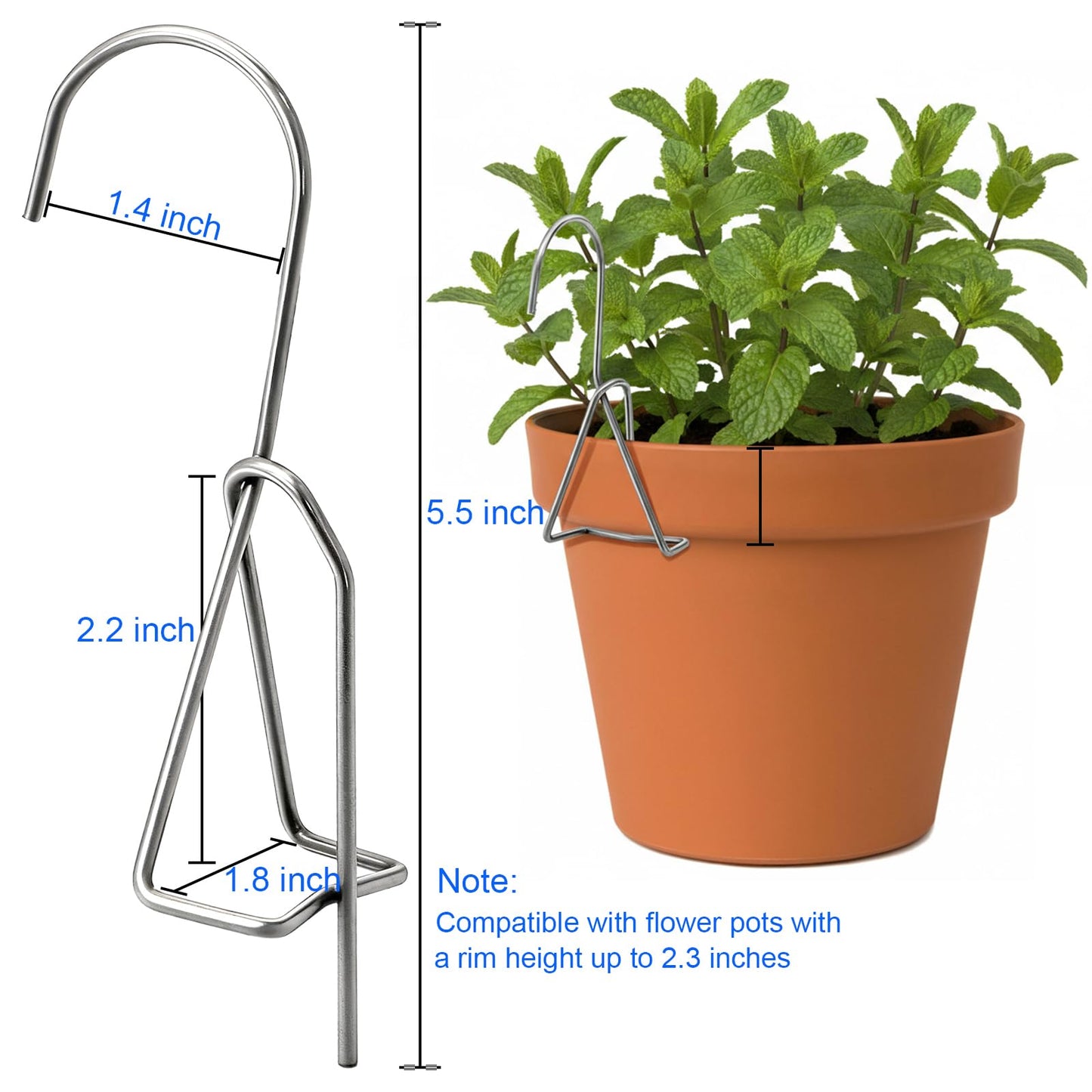 Suwimut 30 Pack Terracotta Pot Hangers, Stainless Steel Flower Pot Clips for Clay Pots, Wall and Fence Mounted Vertical Hanging Metal Plant Pots Hook for Indoor Outdoor Patio Balcony Garden Plants