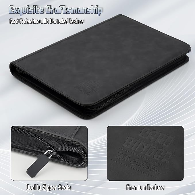 Trading Card Binder, Premium 9 Pocket Double Sided 540 Pocket PU Card Collection Binder, Collectible Trading Card Albums for MTG, TCG, Sport Card, Game Cards (Black)