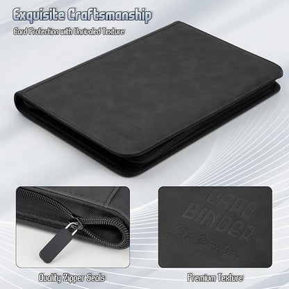 Trading Card Binder, Premium 9 Pocket Double Sided 540 Pocket PU Card Collection Binder, Collectible Trading Card Albums for MTG, TCG, Sport Card, Game Cards (Black)