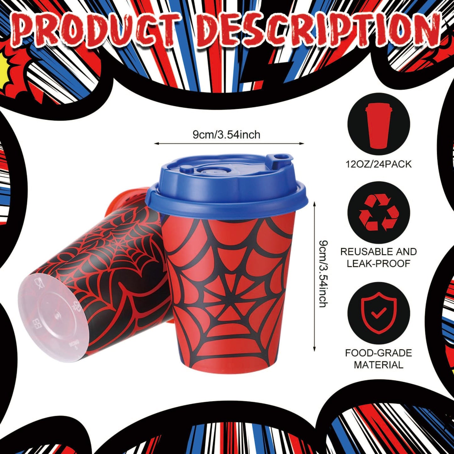 Lzuhoa 122 Pcs Spider Party Favors Birthday Decorations Includes 12 Spider Goodie Bags 12 Party Cups with Lids and Straws, 12 Keychains, 12 Bracelets, 50 Stickers, 24 Spider Goodie Bags Stuffers