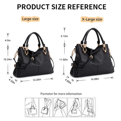 Kattee Women's Genuine Leather Purses and Handbags, Satchel Tote Shoulder Bag (Black)