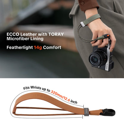 PGYTECH Camera Wrist Strap Slim Vintage Style, Adjustable Quick Release Anti-Drop Leather Hand Strap for Fujifilm/Sony/Canon Camera/Smartphone, Retro Camera Strap, 55.1lb Capacity, Midnight Black