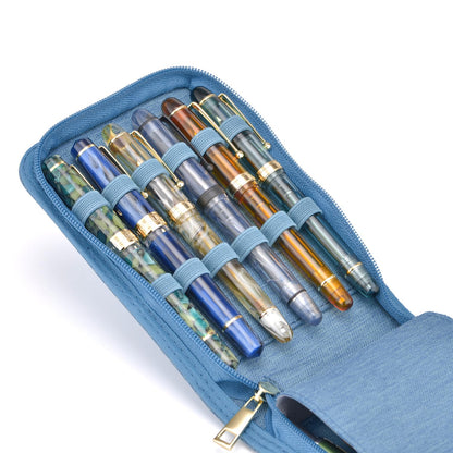 Lanxivi 12 Fountain Pen Case, Rollerball Pen Case Blue Color, Waterproof Canvas Pen Display Holder Organizer Bag