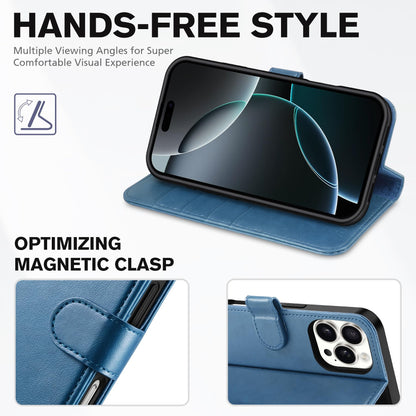 TUCCH Wallet Case for iPhone 16 Pro, Magnetic PU Leather Stand Flip Cover with 4 Card Slots [TPU Shockproof Interior Case] [RFID Blocking] Folio Compatible with iPhone 16 Pro 5G, Light Blue