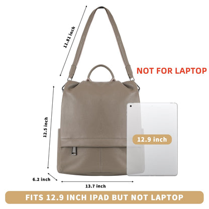 Wesccimo Genuine Leather Backpack Purse For Women Antitheft Real Soft Rucksack Fashion Designer Convertible Ladies Shoulder Bag Grey
