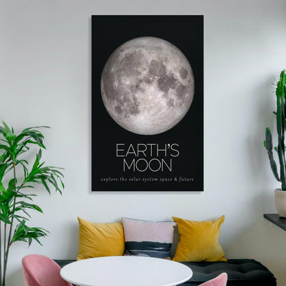 LGDSBHH Minimalist Earths Moon Solar System Canvas Wall Art - Educational Space Planet Poster - Science Classroom & Kids Bedroom Decor - 12x18 Inch (Unframed)