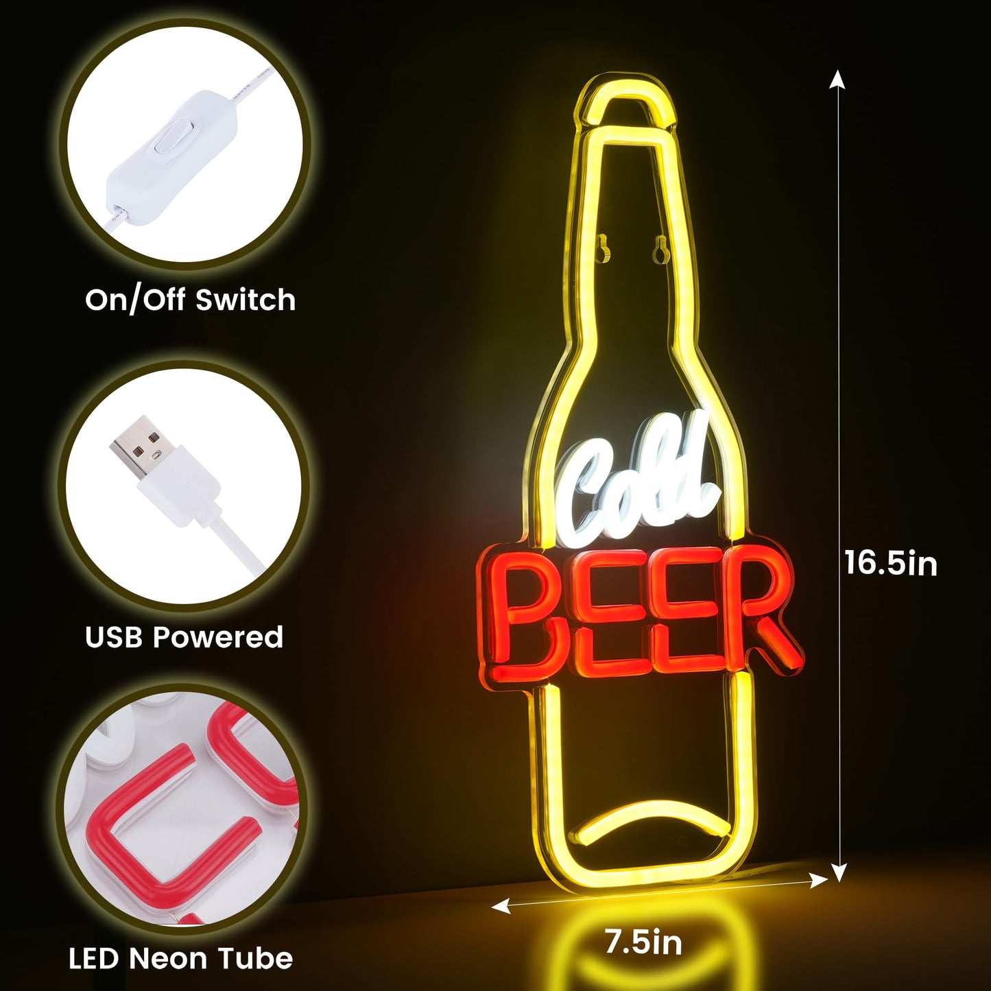 Kavaas Its 5 O'clock Somewhere Neon Sign, Neon Bar Signs for Home Bar Decor, Man Cave Pub Party - Best Gifts for Husband, Father, Birthday, Christmas
