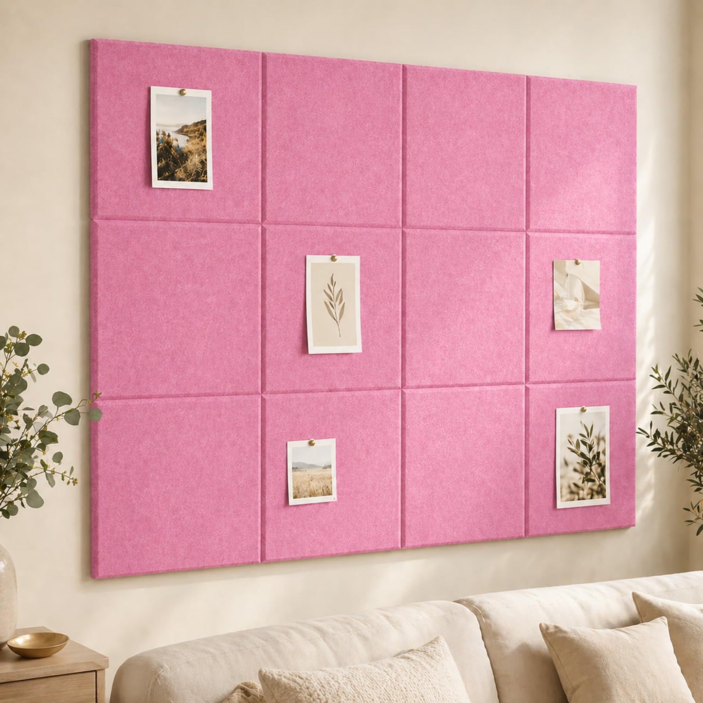 Baysola Felt Bulletin Board Panels 48 x 36 Inch Self Adhesive Wall Tiles Cork Board Alternative for Office Classroom Photos Notes 12 Pack