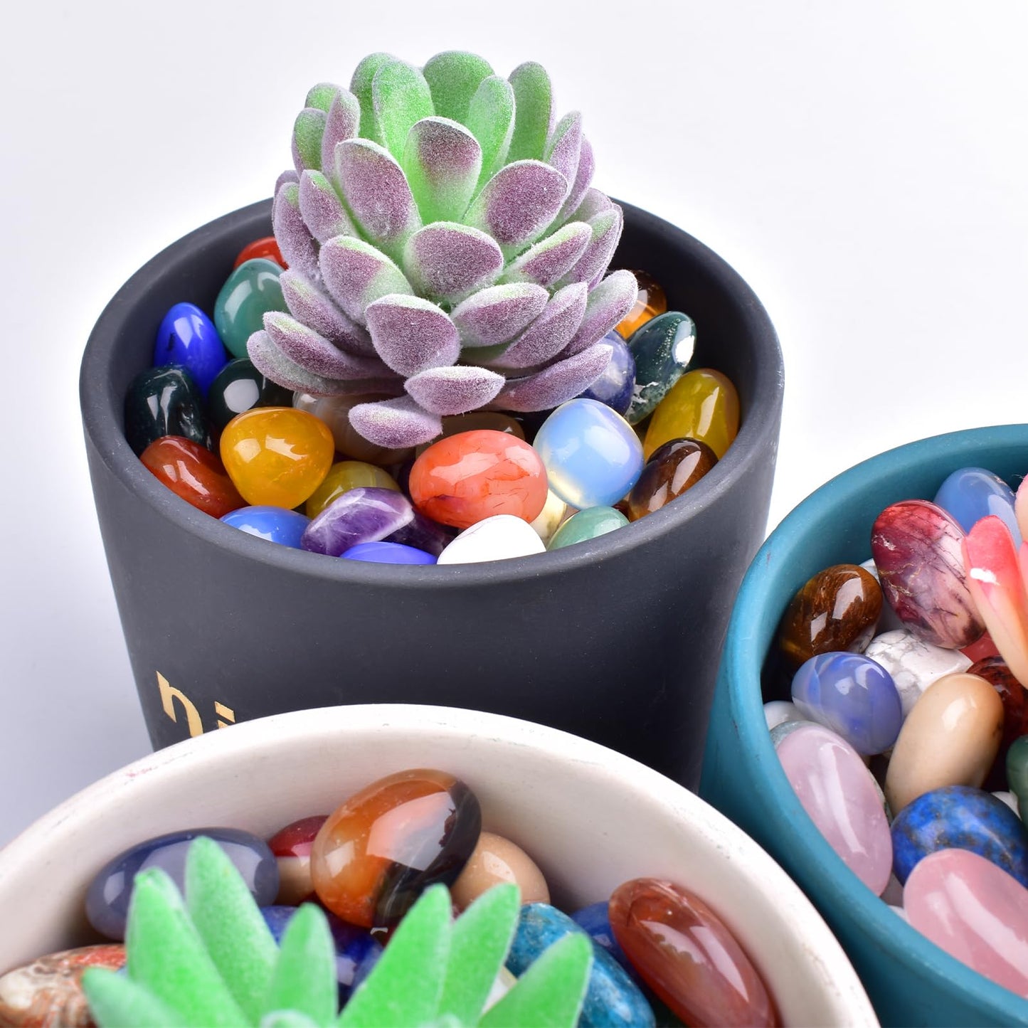 SigMntun Polished Stone Set Labradorite Crystals, Handpicked Tumbled Gemstones Rocks, Pebbles for Reiki, Chakra, Healing, Home Decor 0.6" Inches 7 Ounces