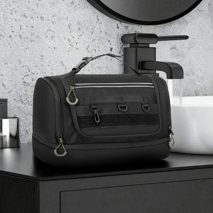 TANGCORLE Toiletry Bag for Men, Handing Travel Toiletry Organizer Protable Water Ressistant Bathroom Shaving Bags for Toiletry Accessories, Travel Essentials, Black(Empty Bag)