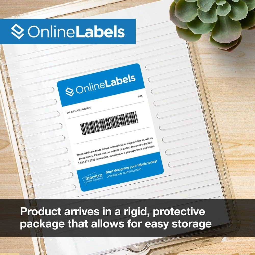 2.5" Round Labels - Permanent Adhesive, White Matte - Great for Candle & Jar Lids, Products, Favor Labels - Pack of 5,000 Circle Stickers, 60,000 Sheets - Inkjet/Laser Printers, OL350WX, OnlineLabels