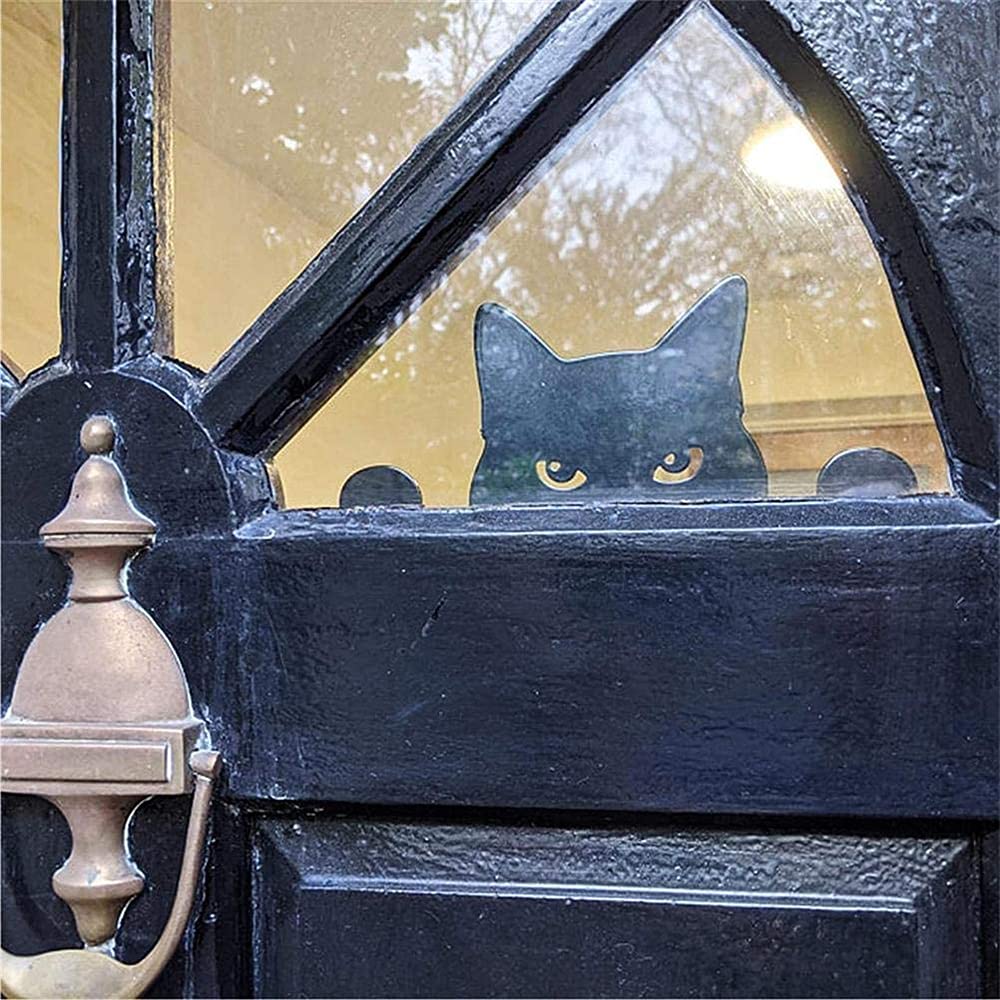 OYMOMYO Metal Yard Art Decor - Black Cat Silhouette Statue, Outdoor Garden Ornaments, Cat Lovers Gift, Spring Decor