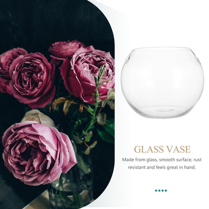 PRETYZOOM Glass Flower Vase and Fish Bowl 15cm Round Hydroponic Planter for Home Decor, Wedding Centerpiece, Terrarium Container for Desktop Plants