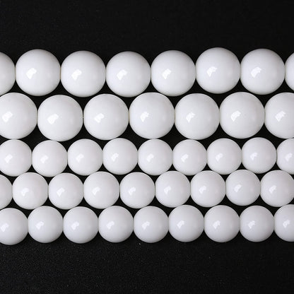 8mm 45PCS White Porcelain Agate Round Spacer Loose Beads for Jewelry Making DIY Bracelet Necklace 15 inches