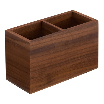 KORUA Walnut Pencil Holder (Double Slots) Wood Pen Holder for Desk