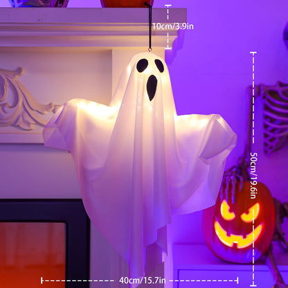 3PCS Halloween Hanging Light up Ghost with Spooky Warm White LED Light, Hanging Ghosts Light Up Kit, Ghost Halloween Decorations Outdoor for Front Yard Patio Lawn Garden Party Decor Indoor Outdoor