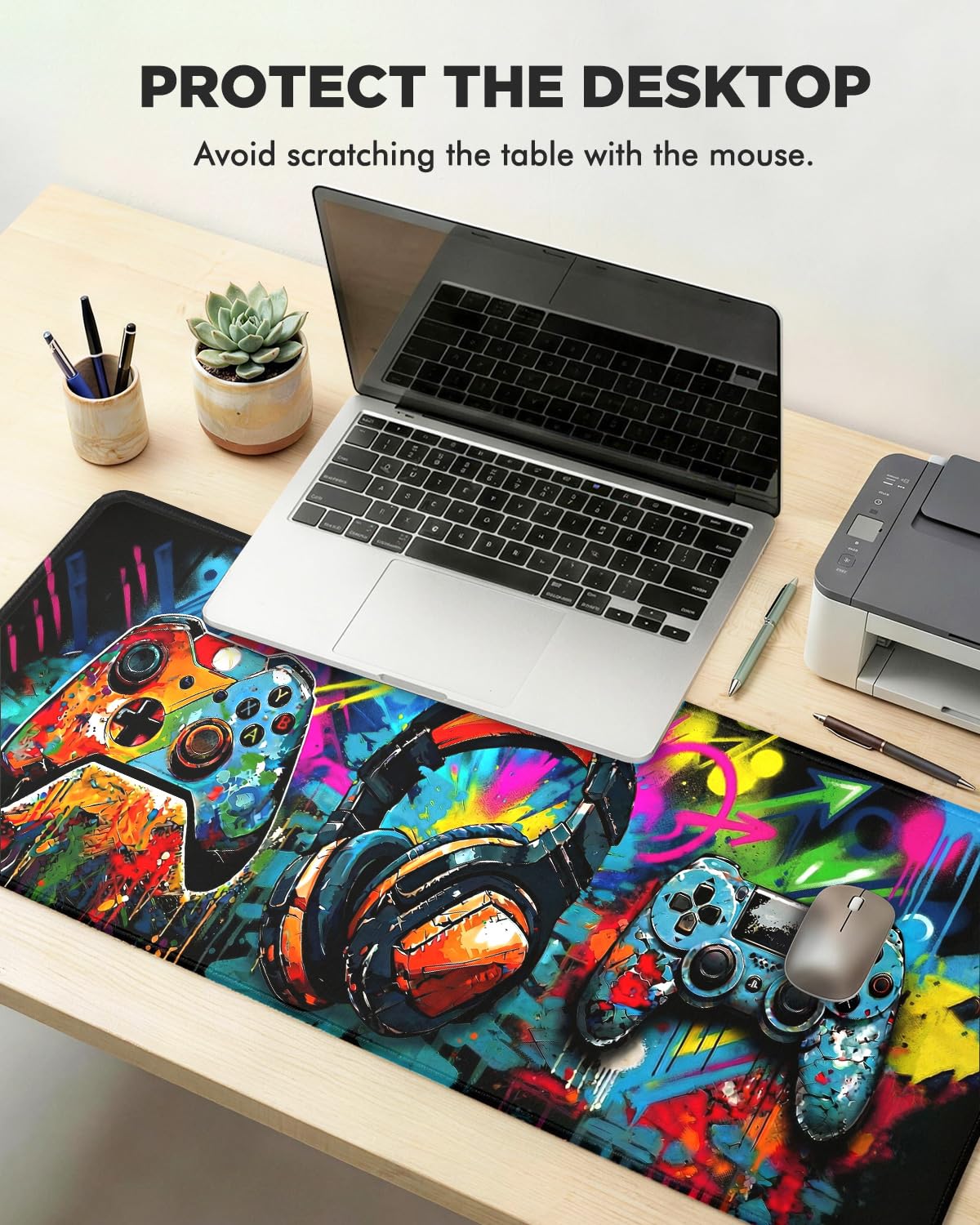 GooodiderX Mouse Pad, Game Mousepad, Large Size 31.5x11.8in, Mouse Pads with Stitched Edge & Rubber Non-Slip Bottom, Designed for Gaming, Home, Office (Game Console)