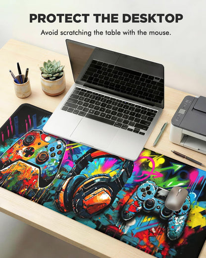 GooodiderX Mouse Pad, Game Mousepad, Large Size 31.5x11.8in, Mouse Pads with Stitched Edge & Rubber Non-Slip Bottom, Designed for Gaming, Home, Office (Game Console)