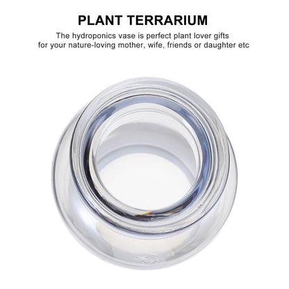 Operitacx Glass Hydroponic Vase for Desktop Decoration, Ocean Blue Small Mouth Glass Planter, Home Office Plant Terrarium Container