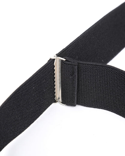 Kajeer Mens Adjustable Button End Suspenders - Y-Back Elastic Tuxedo Suspenders with Heavy Duty Leather Buttons End (Black)
