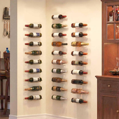 FLstudio Wall Mounted Wine Rack: 8 Bottle Wall Mount Wine Rack for Wine Bottles Display and Storage - Metal Wall Wine Bottle Organizer Holder for Wine Cellar Home Kitchen Bar Decor