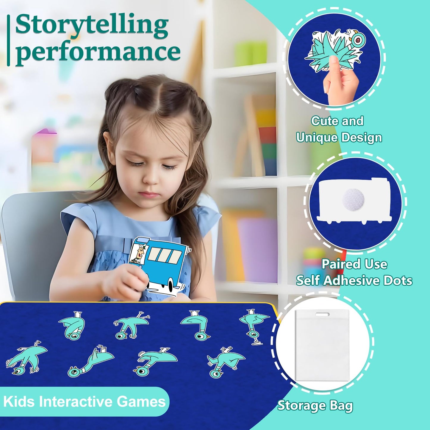Ai fsem Don't Let the Pigeon Drive the Bus Fairy Tales Felt Board Story Sets Preschool Storytelling Learning Activities Performance Props Felt Toys