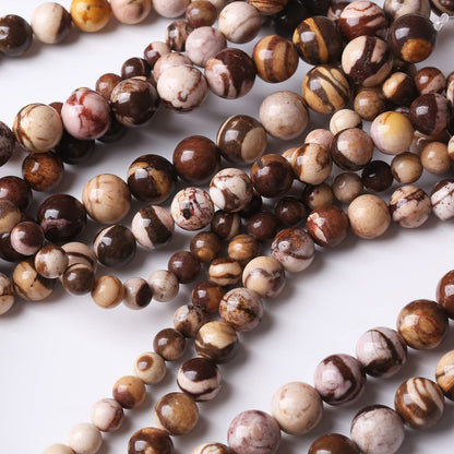 32PCS 12MM Natural Brown Zebra Round Loose Stone Beads for Jewelry Making DIY Energy Stone Healing Power Bracelet 15"